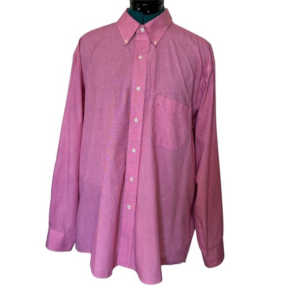 Men's Chaps Classic Fit Wrinkle Pink Button-Down Dress Shirt Cotton Blend Size X - Picture 1 of 16